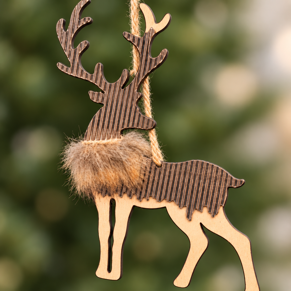 Nordic Reindeer Faux Fur Ornament