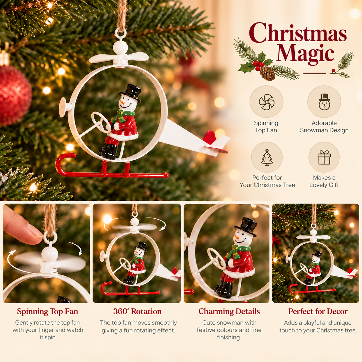North Pole Flying Buddies Christmas Ornaments - Set of 3