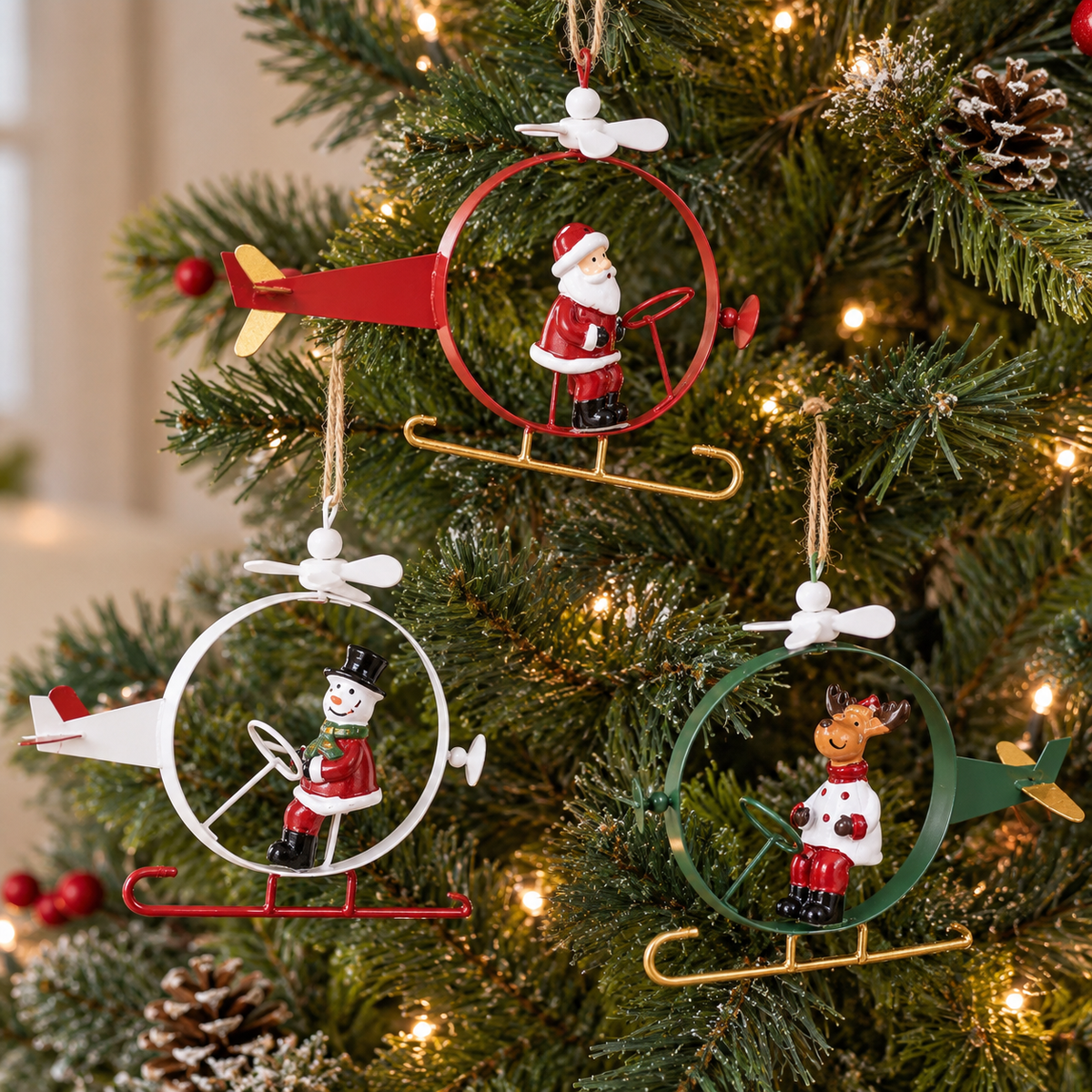 North Pole Flying Buddies Christmas Ornaments - Set of 3