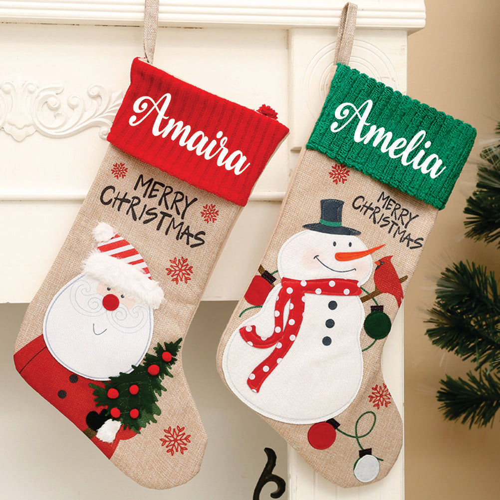 Babble Wrap Vintage Vibe Stockings- Happy Santa