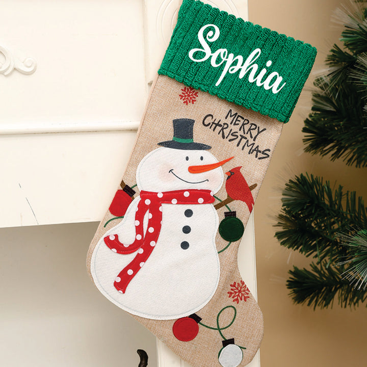 Babble Wrap Vintage Vibe Stockings- Snowy Snowman