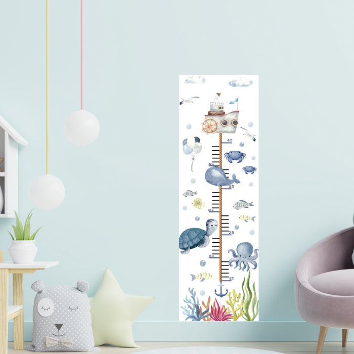 Ocean Whale Height Chart Wall Sticker