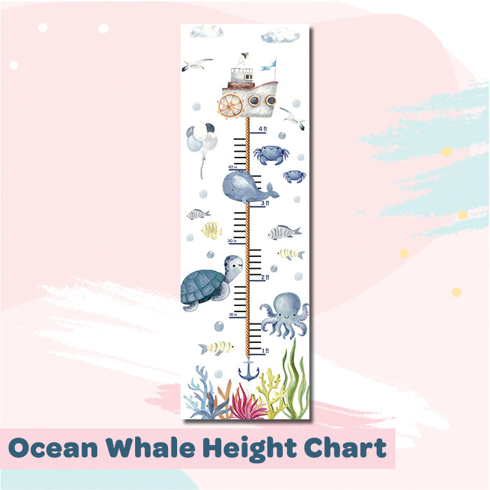 Ocean Whale Height Chart Wall Sticker