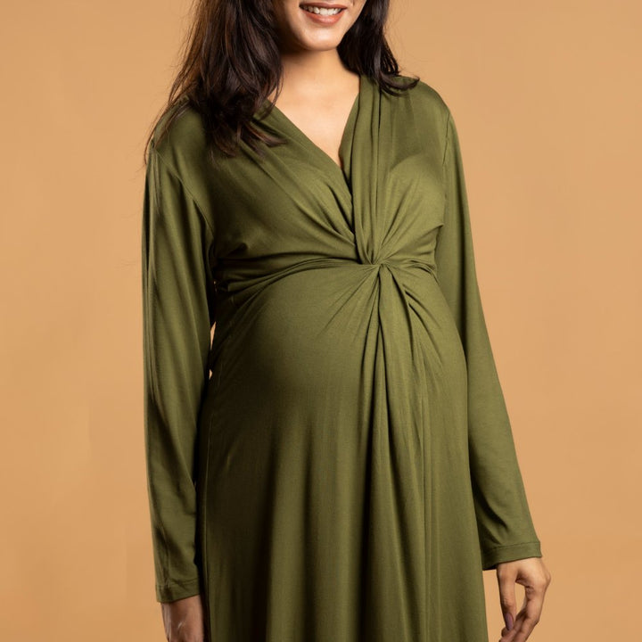Olive Knotted Dress