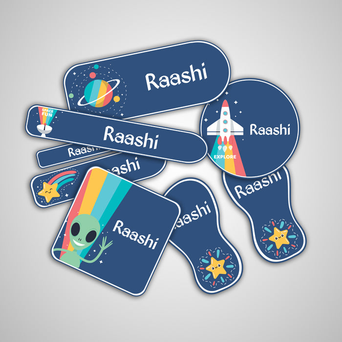 Outer Space Name Labels - Complete/Split/Iron Ons Packs