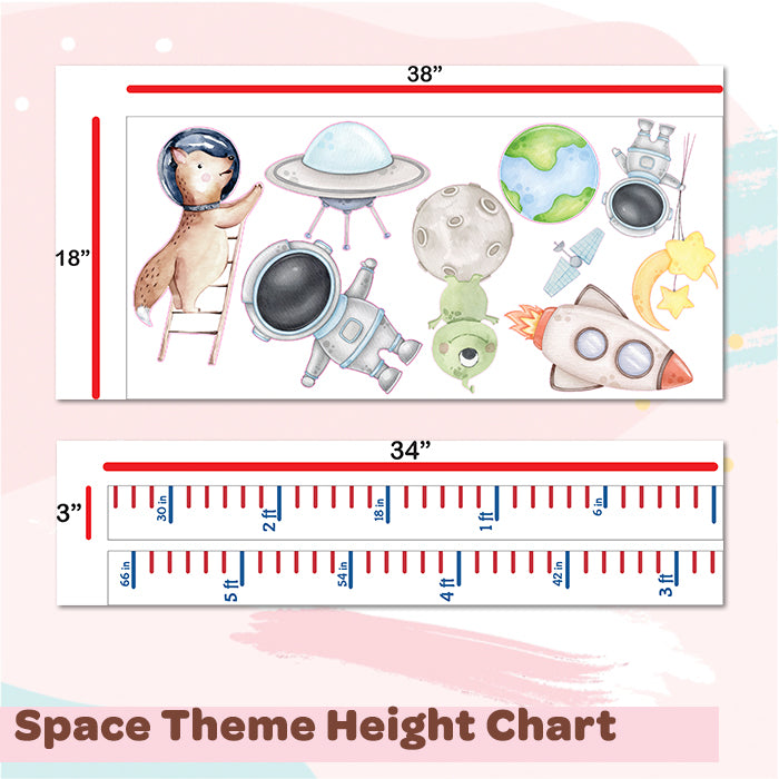 Outer Space Theme Height Chart Wall Sticker