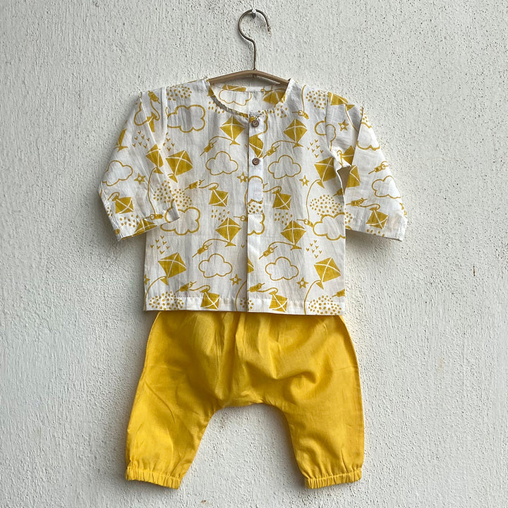 UNISEX ORGANIC PATANG KURTA WITH YELLOW PANTS