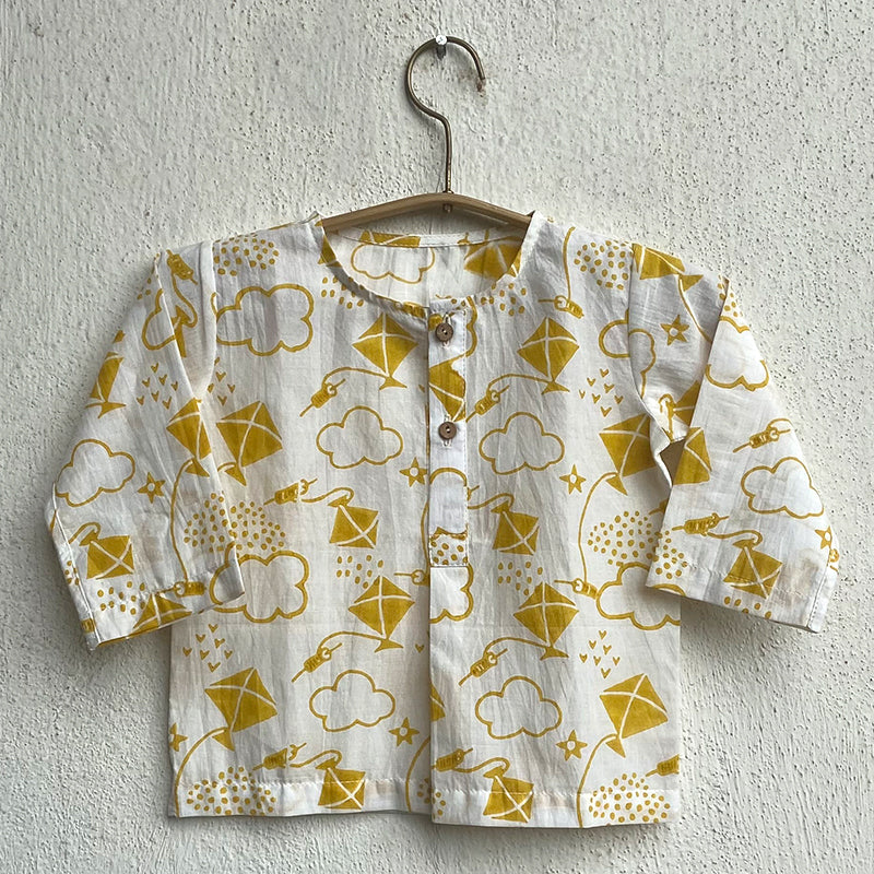 UNISEX ORGANIC PATANG KURTA WITH YELLOW PANTS