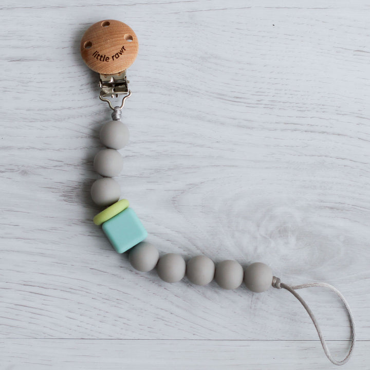 Silicone Pacifinder Beads with Clip Holder - Grey