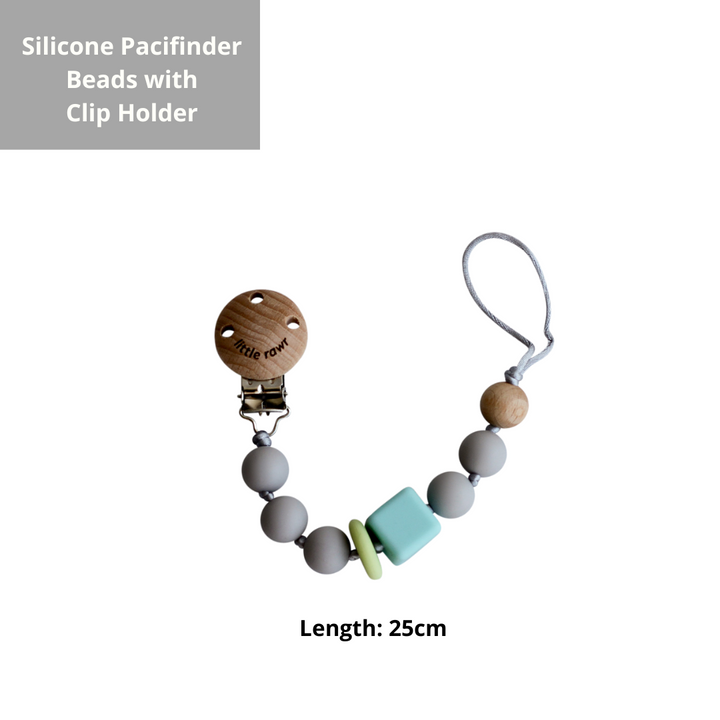 Silicone Pacifinder Beads with Clip Holder - Grey