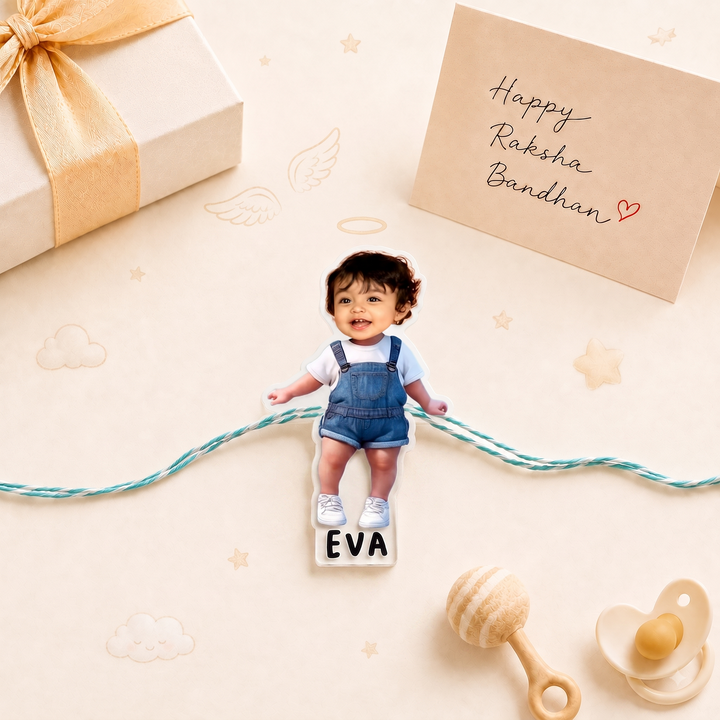 Babble Wrap Personalised Caricature Rakhi - Playful Angel