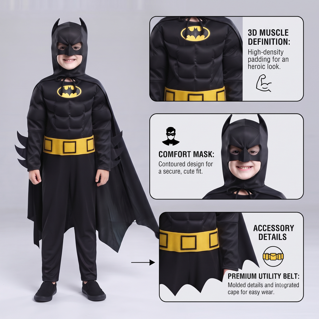 Padded Dark Hero Costume for Kids