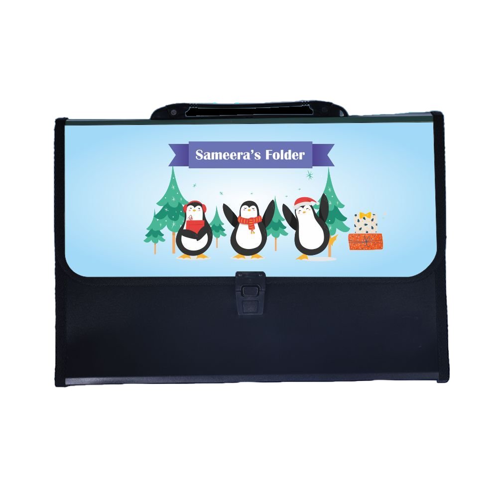 Personalised Christmas Folder - Happy Penguins