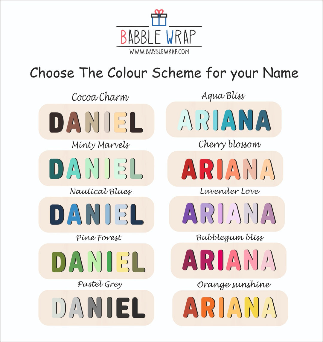 Personalised Wooden Name Puzzle- Mixed Picturesque (2 Elements)