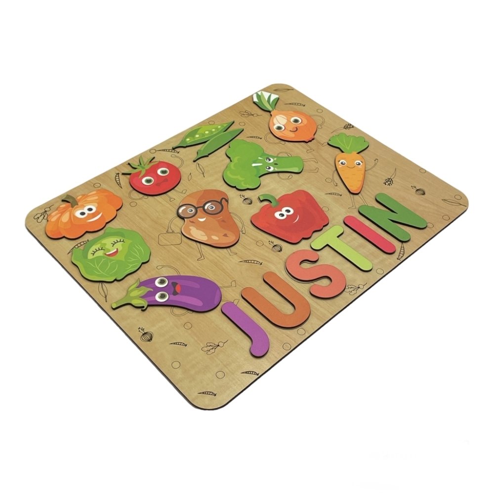 Personalised Wooden Name Puzzle- Vegetables