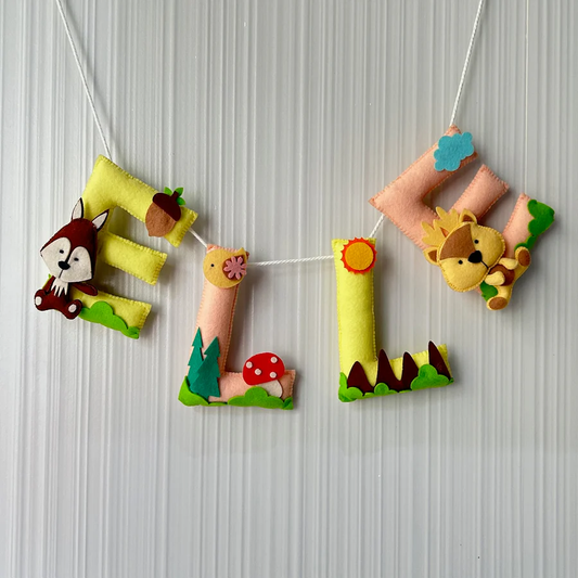 Personalised Woodland Friends Felt Name Bunting