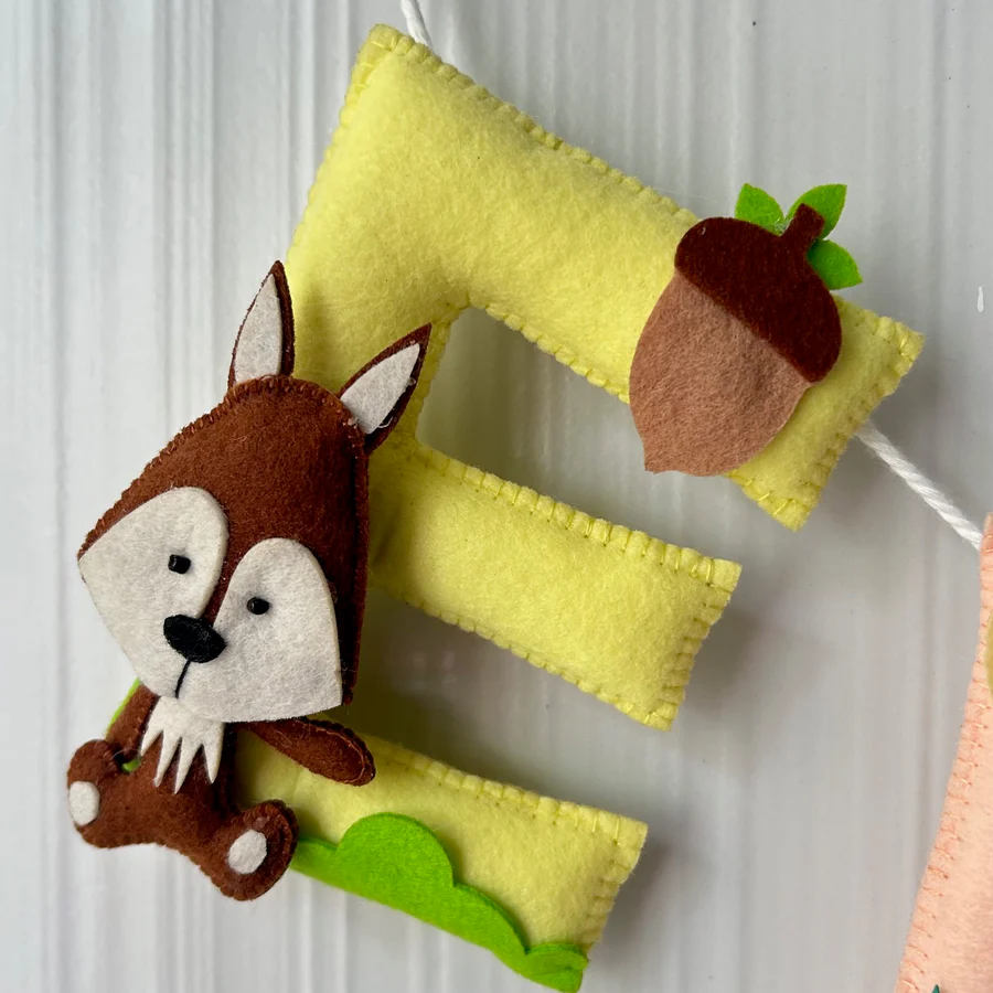 Personalised Woodland Friends Felt Name Bunting