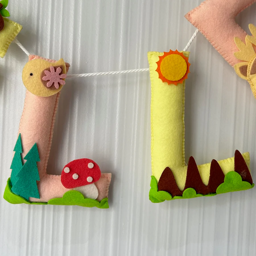 Personalised Woodland Friends Felt Name Bunting