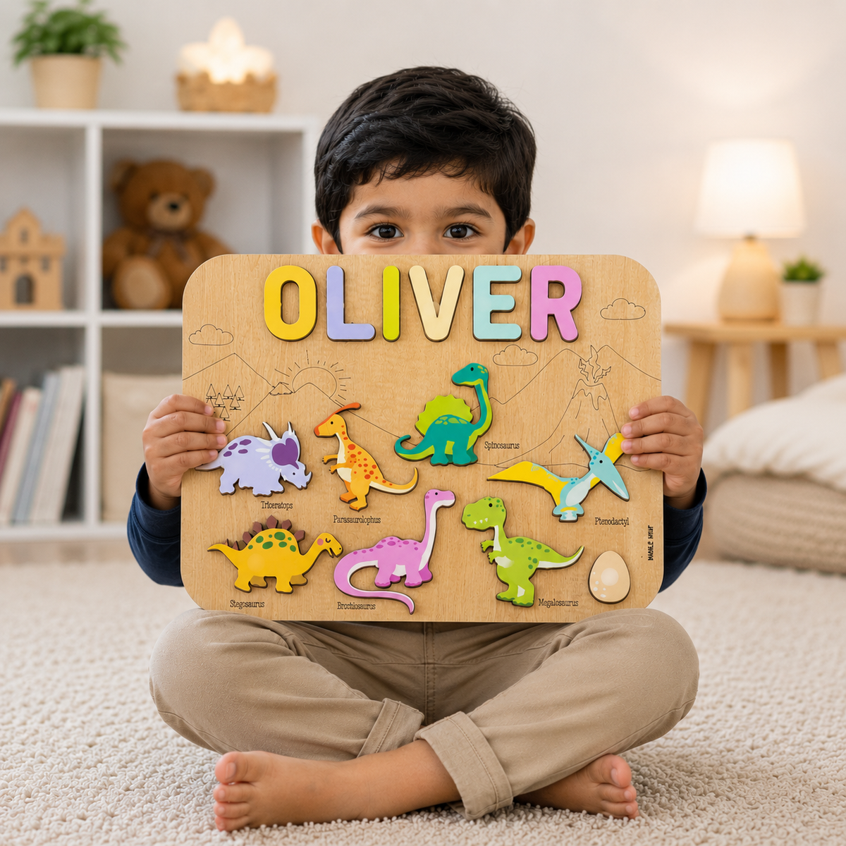 Personalised Wooden Name Puzzle- Dinosaurs