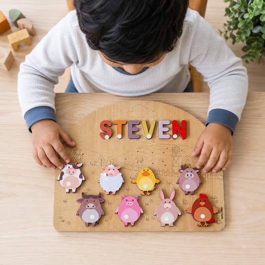 Personalised Wooden Name Puzzle- Farm Animals