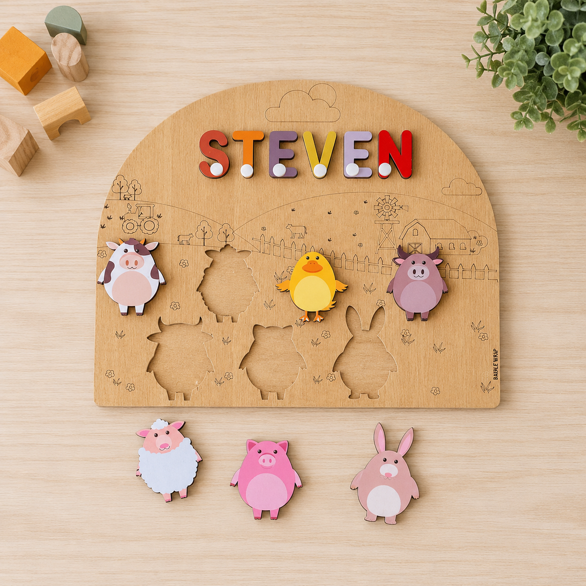 Personalised Wooden Name Puzzle- Farm Animals