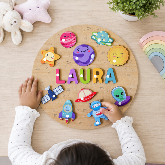 Personalised Wooden Name Puzzle- Outer Space