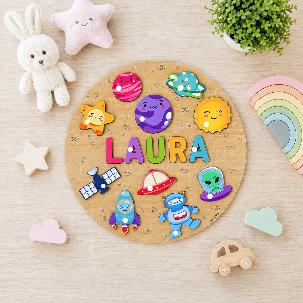 Personalised Wooden Name Puzzle- Outer Space
