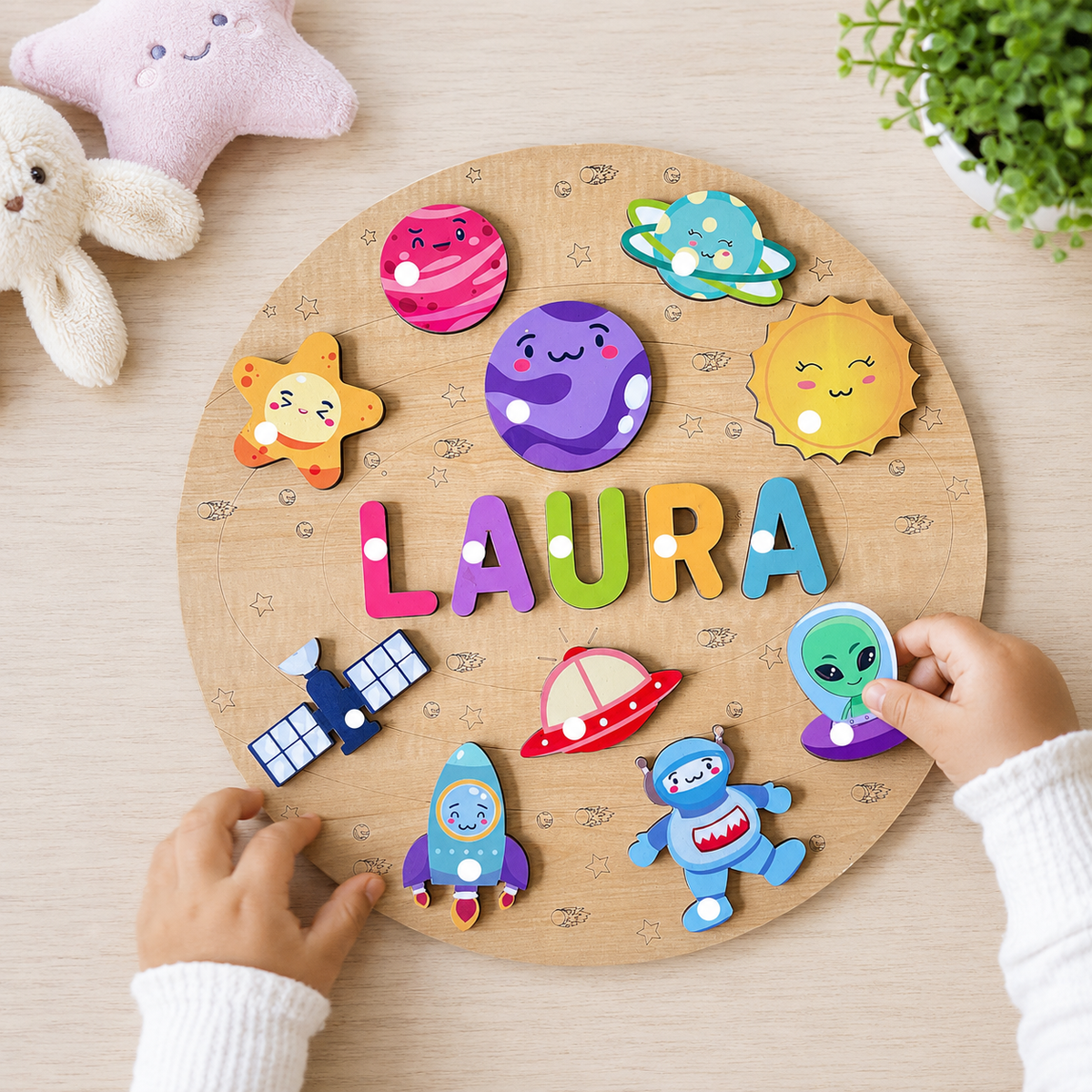 Personalised Wooden Name Puzzle- Outer Space