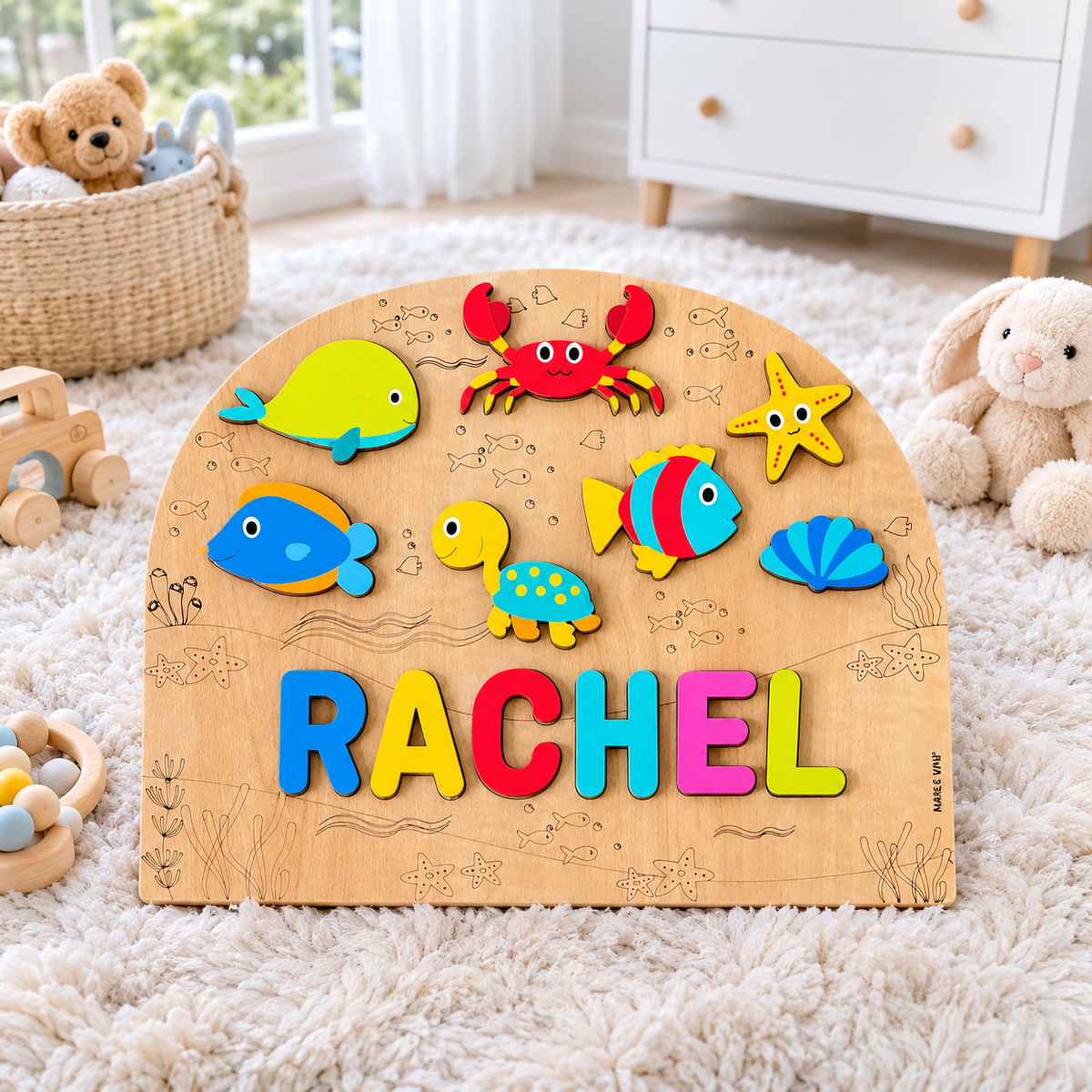 Personalised Wooden Name Puzzle- Sea Creatures