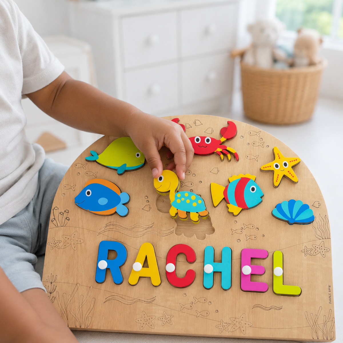 Personalised Wooden Name Puzzle- Sea Creatures