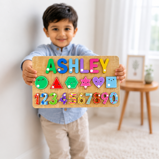 Personalised Wooden Name Puzzle- Shapes & Numbers