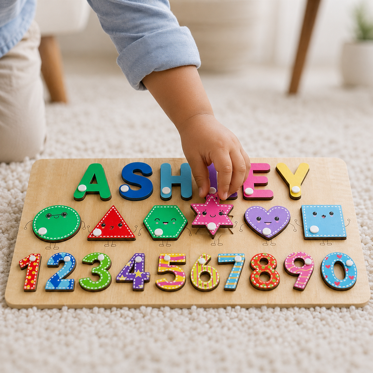 Personalised Wooden Name Puzzle- Shapes & Numbers