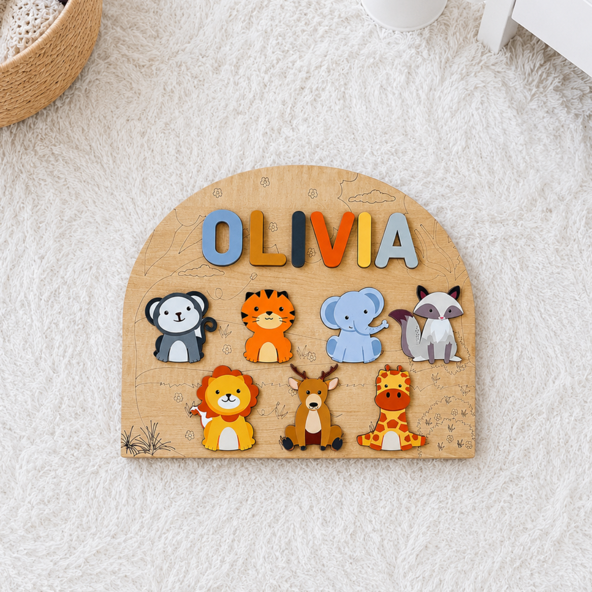 Personalised Wooden Name Puzzle- Wild Animals