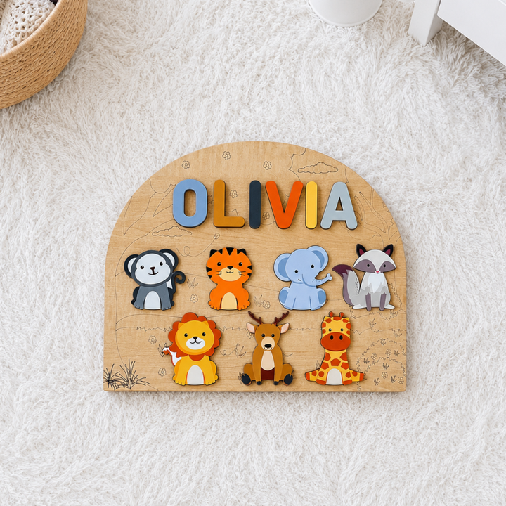 Personalised Wooden Name Puzzle- Wild Animals
