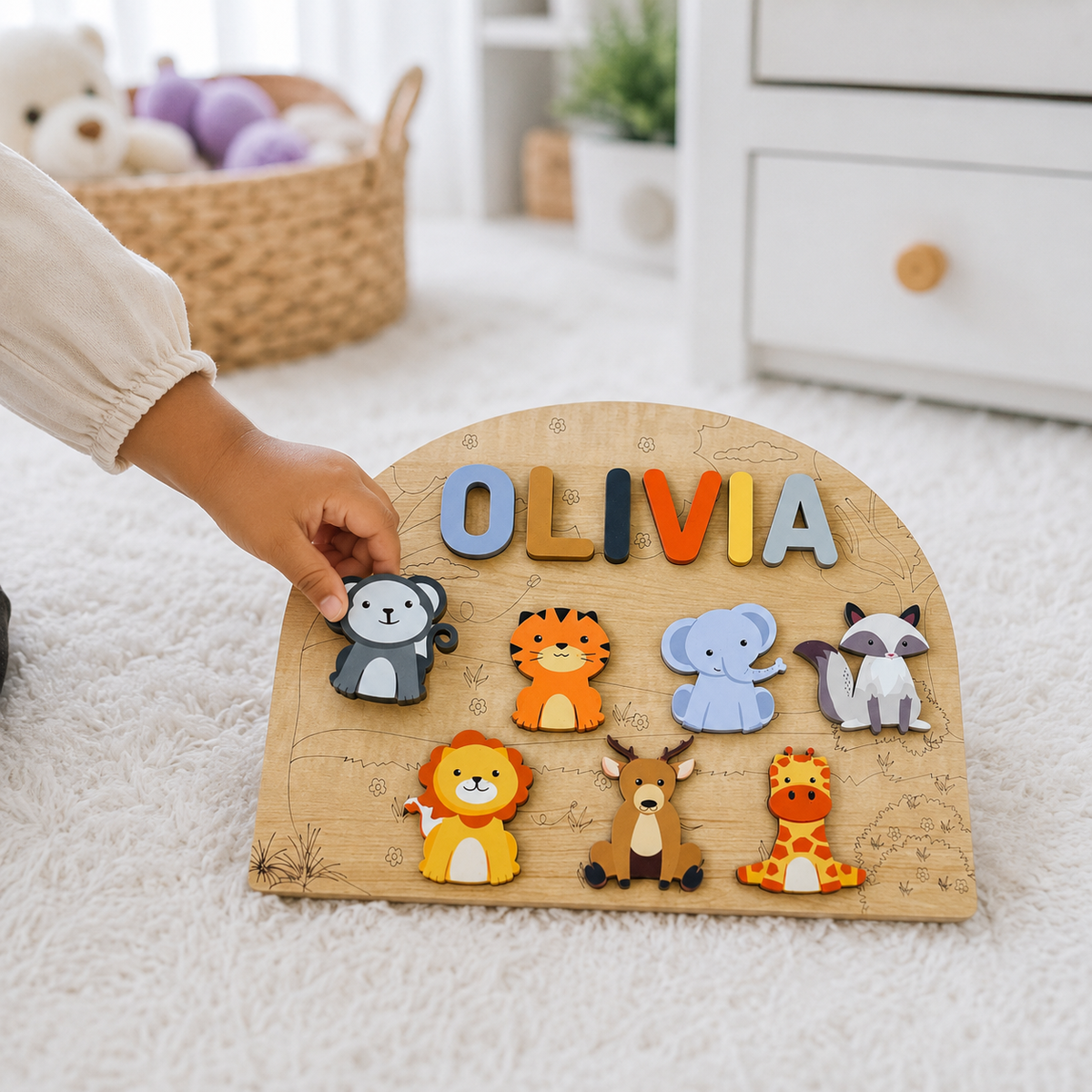 Personalised Wooden Name Puzzle- Wild Animals