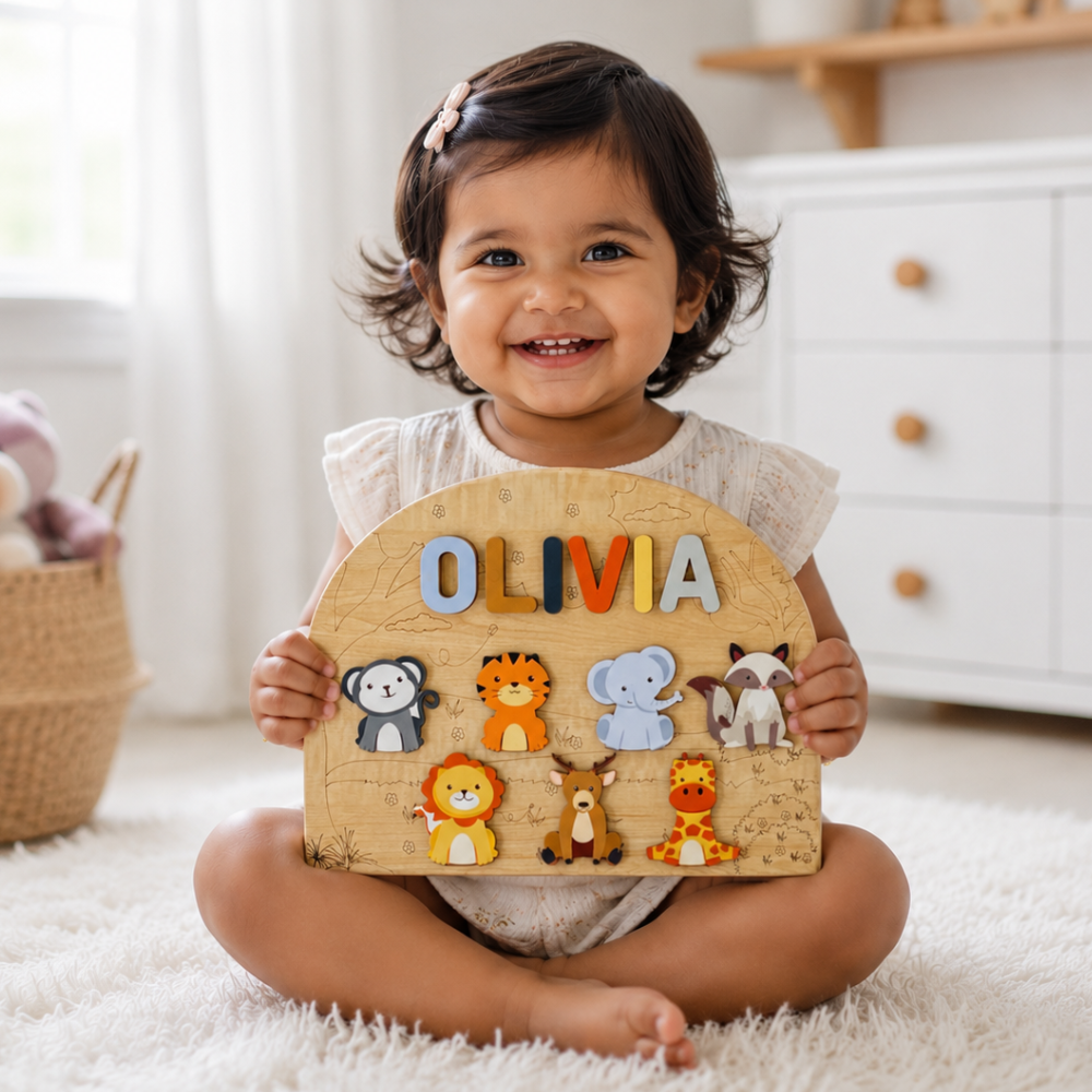 Personalised Wooden Name Puzzle- Wild Animals