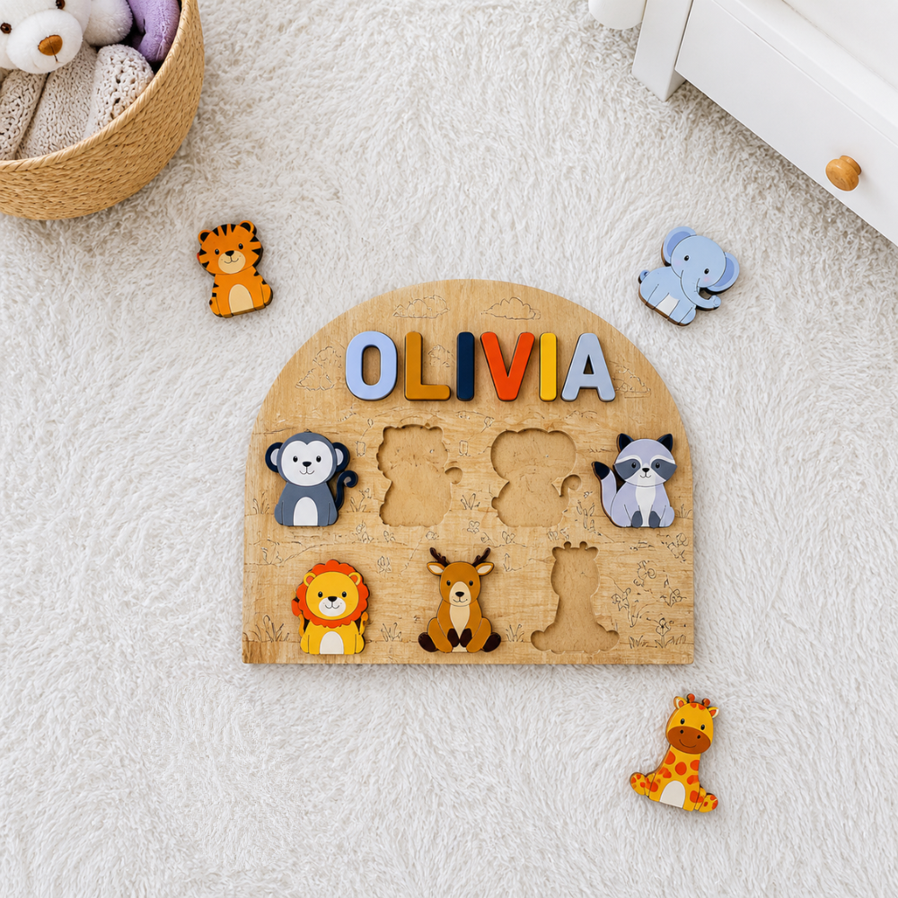 Personalised Wooden Name Puzzle- Wild Animals