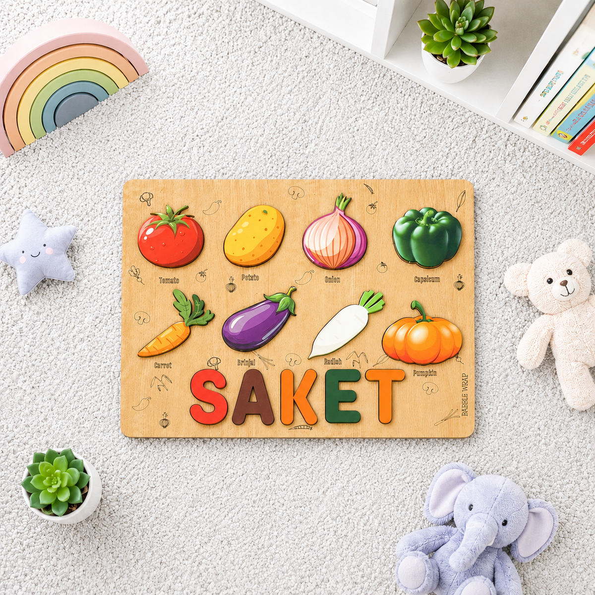 Personalised Wooden Name Puzzle - Healthy Vegetables