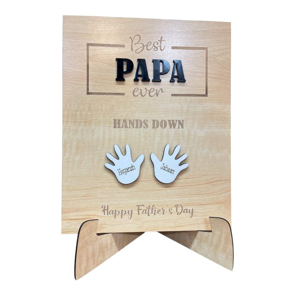 Personalized Wooden Father's Day Frame - Hands Down