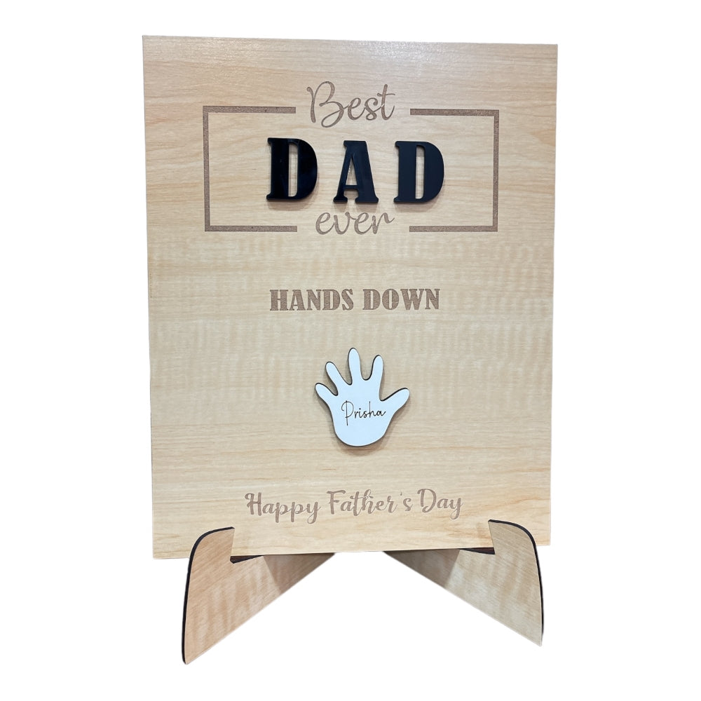 Personalized Wooden Father's Day Frame - Hands Down