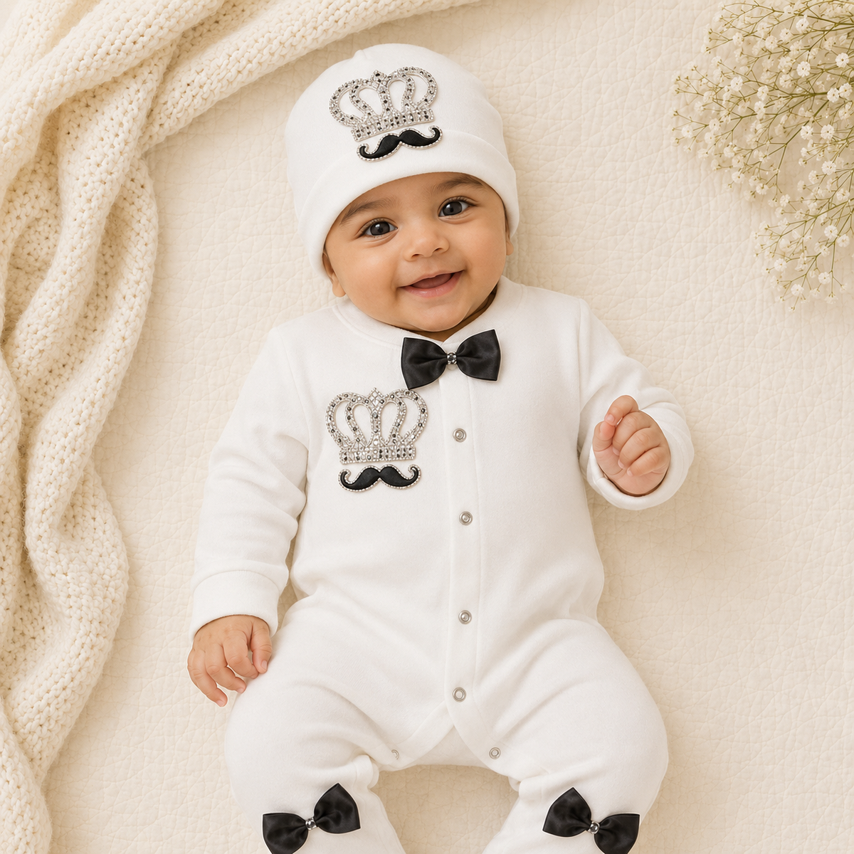 Peruvian Romper Set- Black Moustache