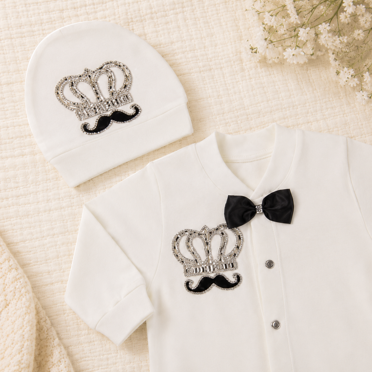 Peruvian Romper Set- Black Moustache