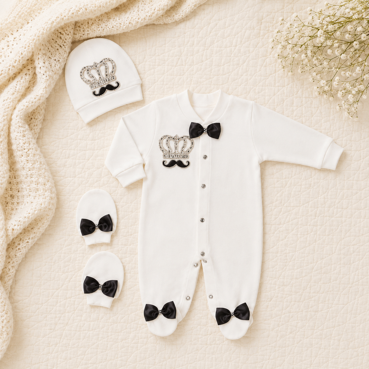 Peruvian Romper Set- Black Moustache