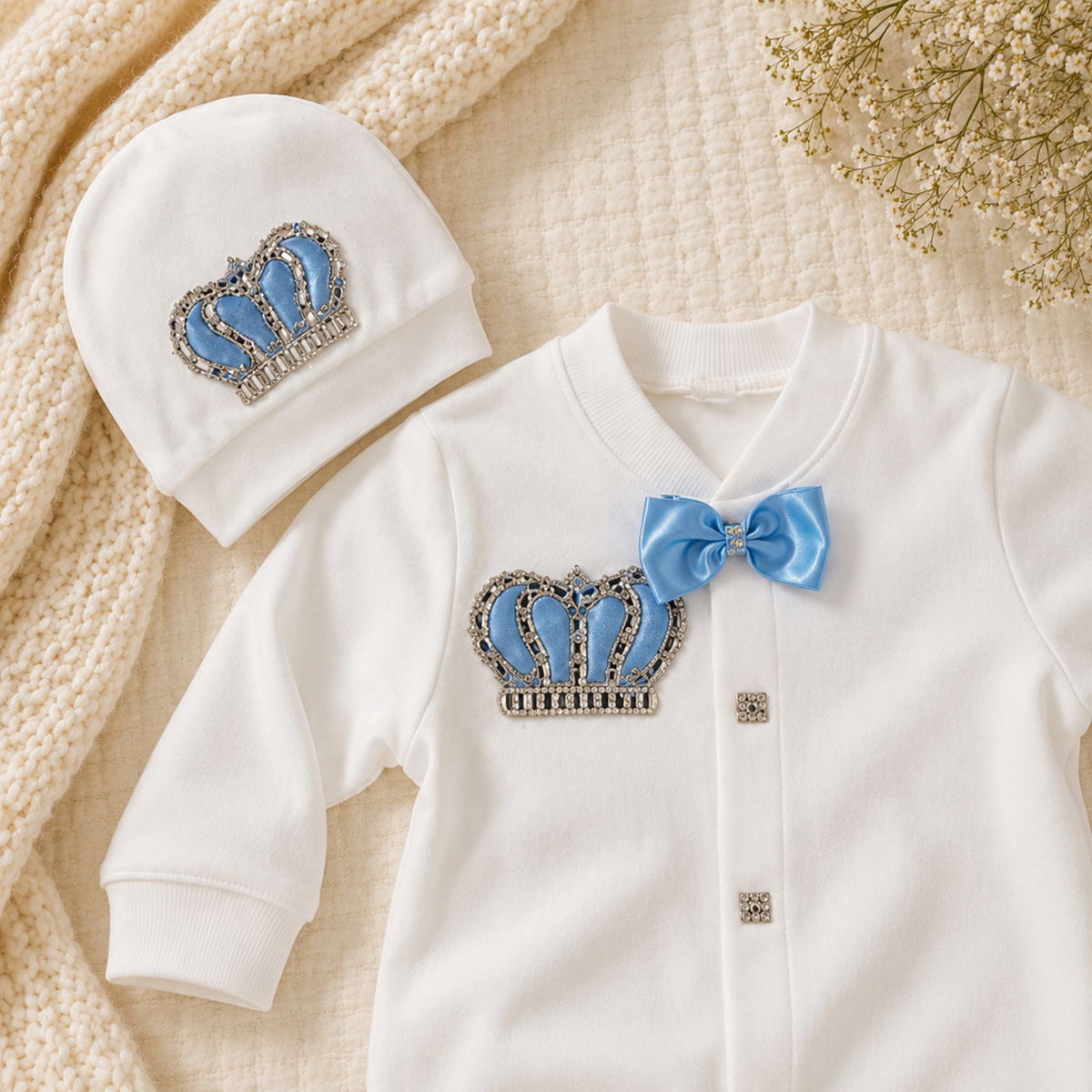 Peruvian Romper Set- Blue Crown