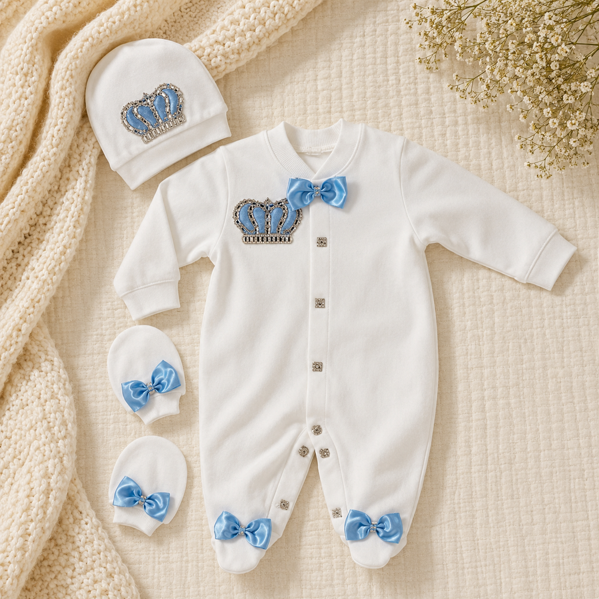 Peruvian Romper Set- Blue Crown