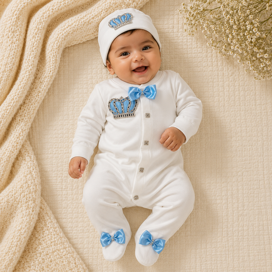 Peruvian Romper Set- Blue Crown