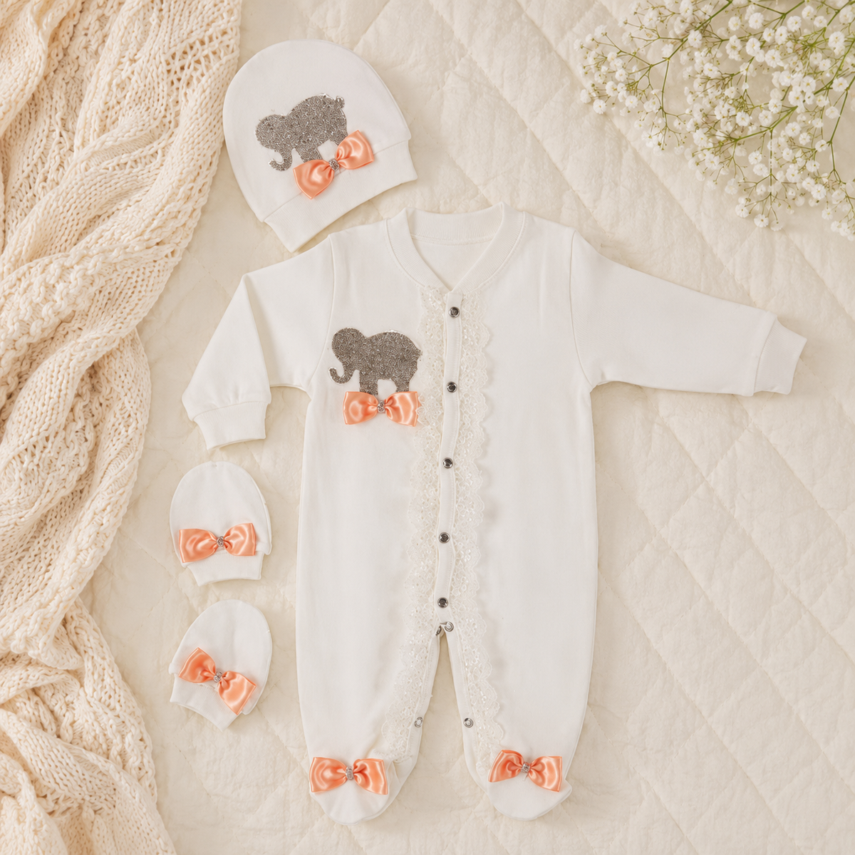 Peruvian Romper Set- Orange Ellie