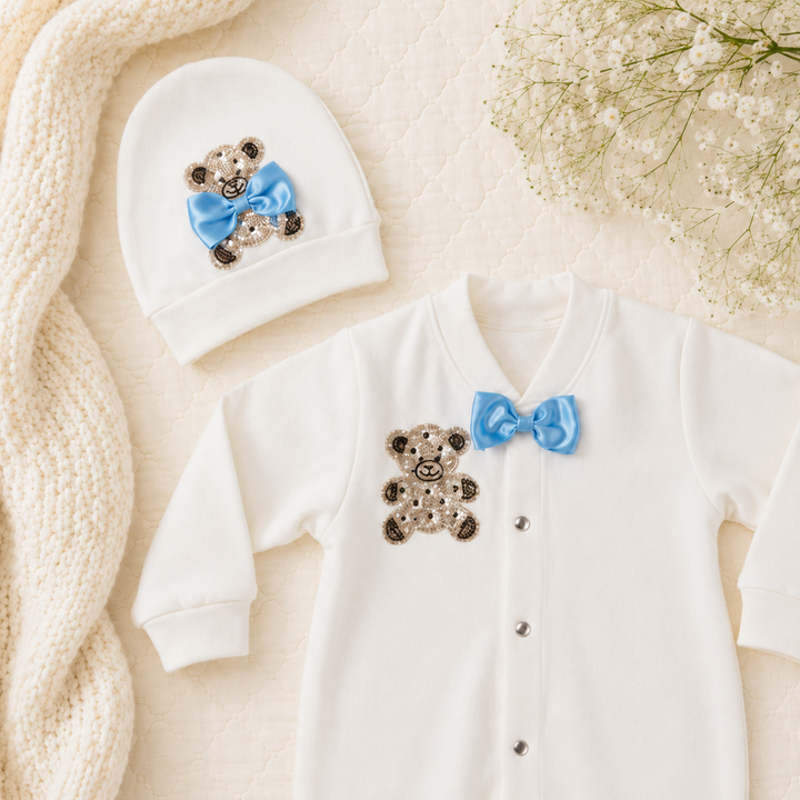 Peruvian Romper Set- Pastel Blue Teddy