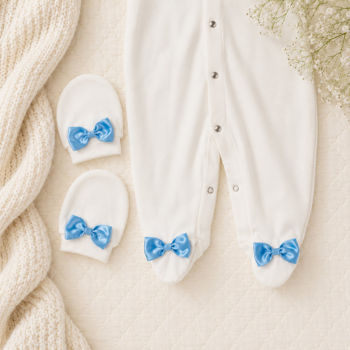 Peruvian Romper Set- Pastel Blue Teddy