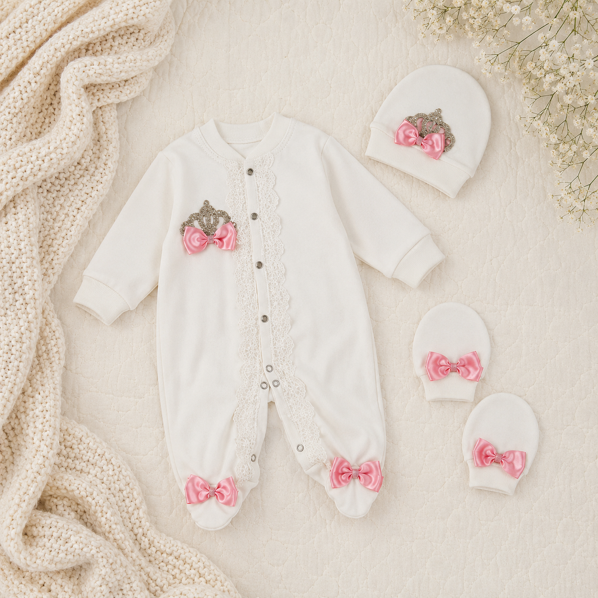 Peruvian Romper Set- Pink Crown
